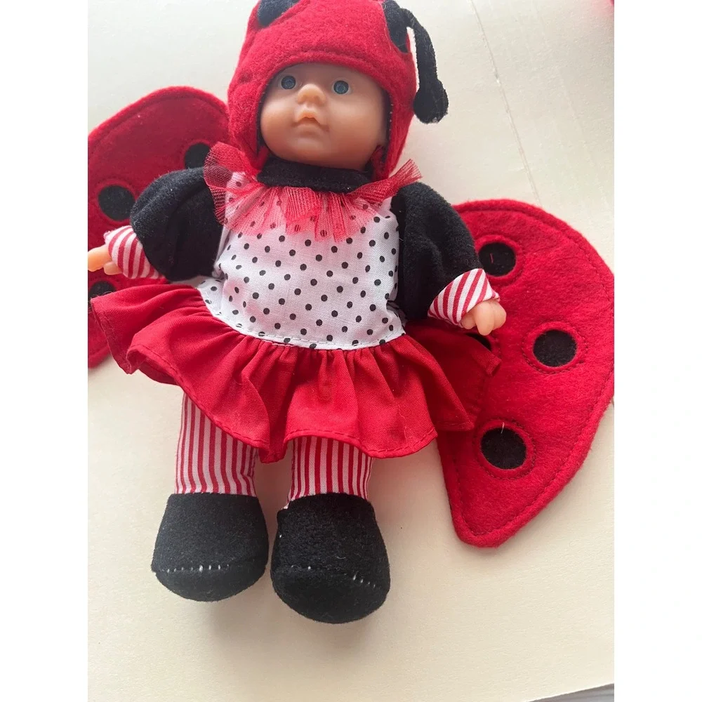 Lot of 6 Garden Baby Dolls Ladybug Bee Frog Flower Costumes Soft Body 9 Inch